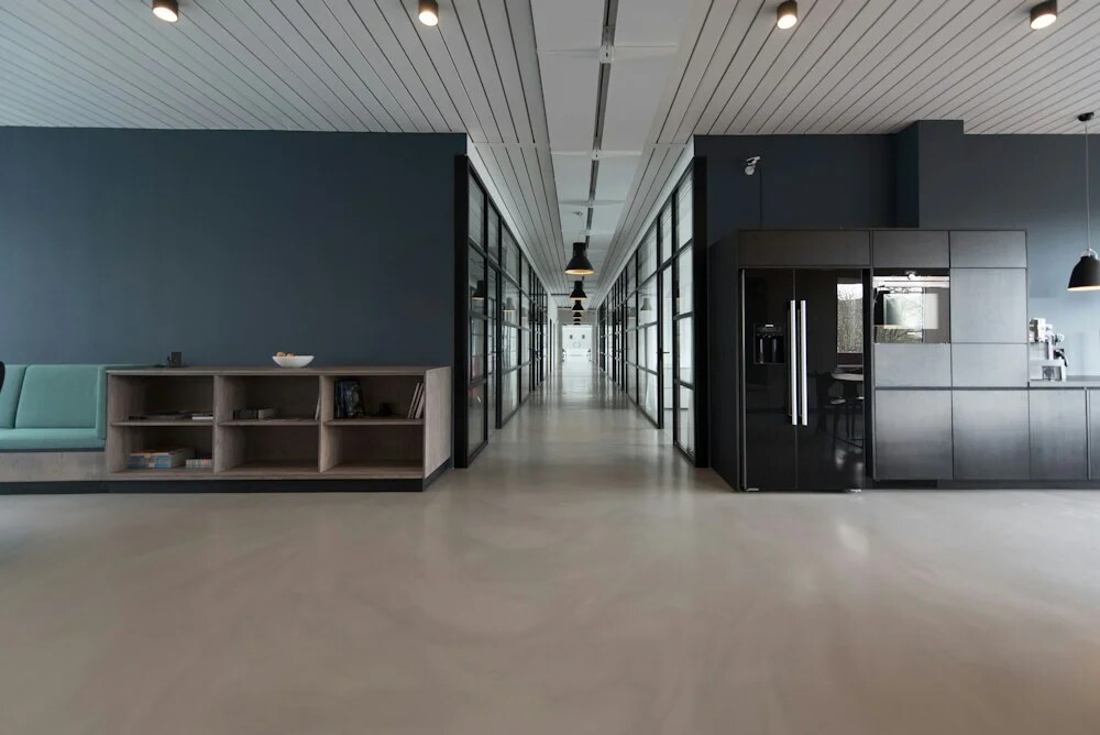 Contemporary corporate meeting and lounge area
