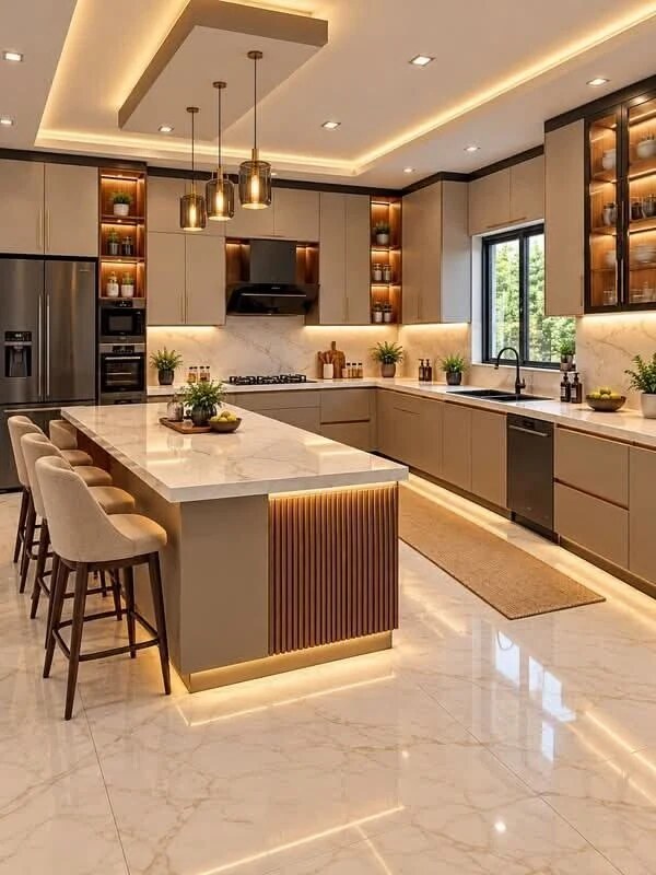 Warm Peninsula Kitchen — Kitchens interior design reference