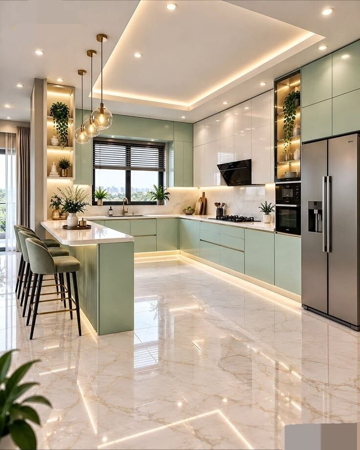 Mint glass kitchen — new HiVibes portfolio design reference