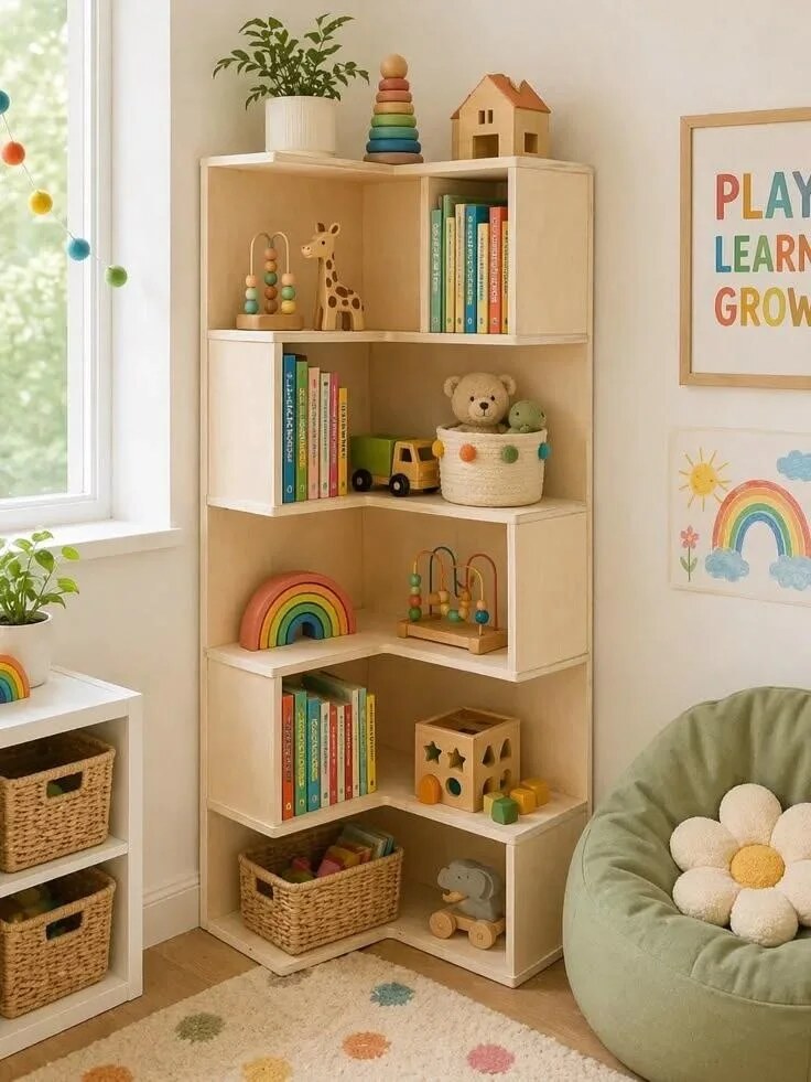 Corner Library — Space management interior design reference